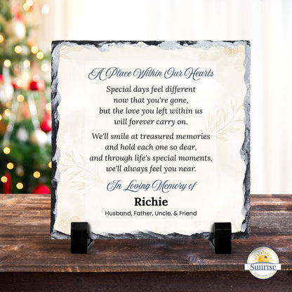 Memorial Plaque – A Place Within Our Hearts – Gold Leaf – Personalized Sympathy Gifts by Sunrise Keepsakes