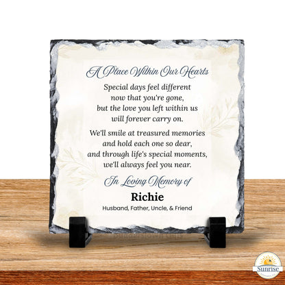 Memorial Plaque – A Place Within Our Hearts – Gold Leaf – Personalized Sympathy Gifts by Sunrise Keepsakes
