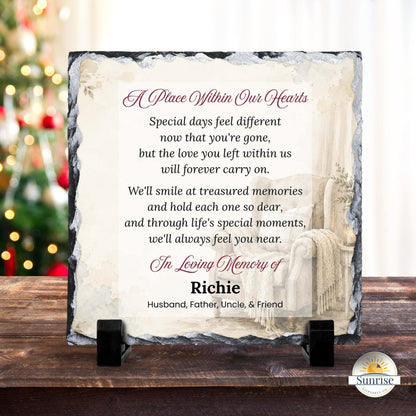 Memorial Plaque – A Place Within Our Hearts Neutral – Personalized Sympathy Gifts by Sunrise Keepsakes