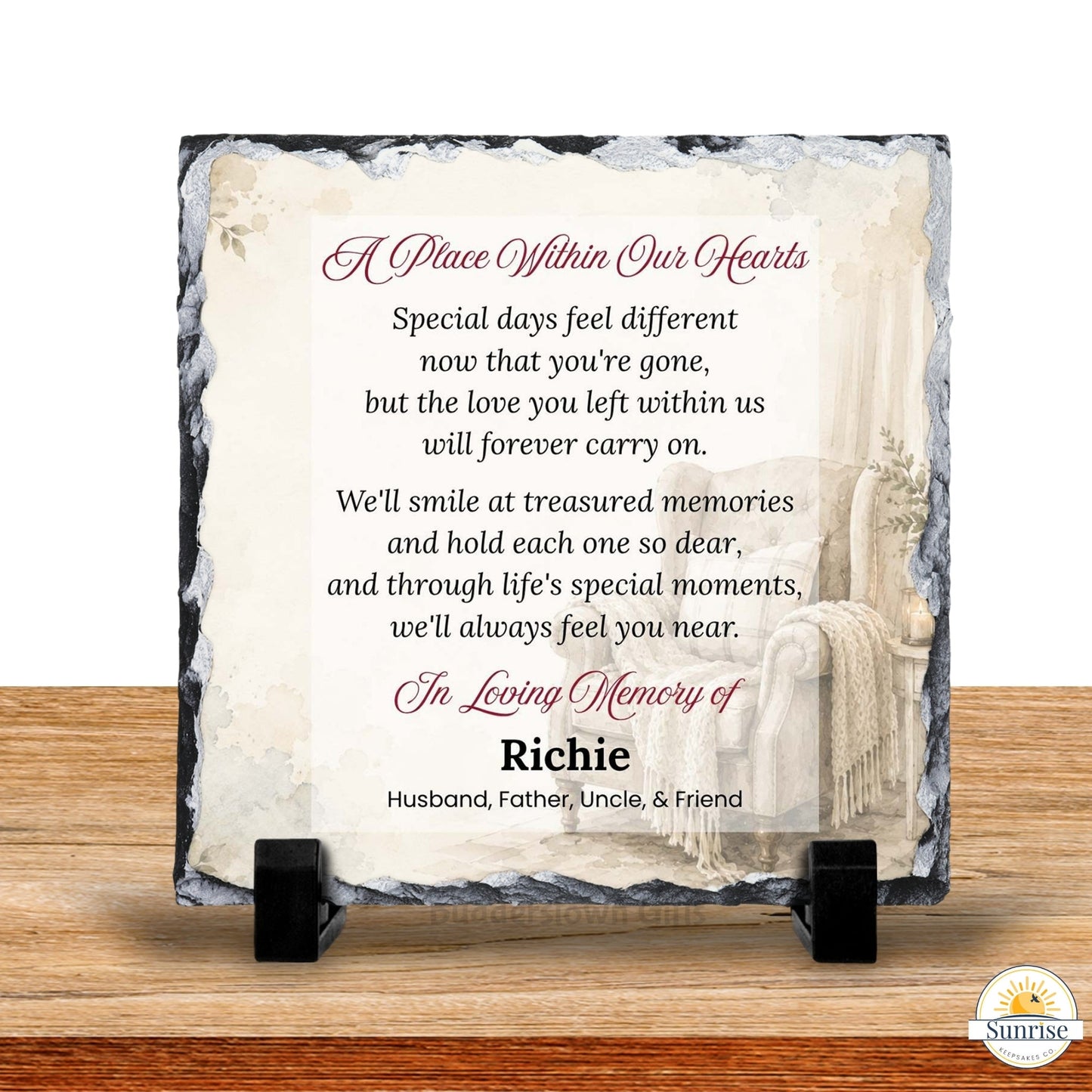 Memorial Plaque – A Place Within Our Hearts Neutral – Personalized Sympathy Gifts by Sunrise Keepsakes