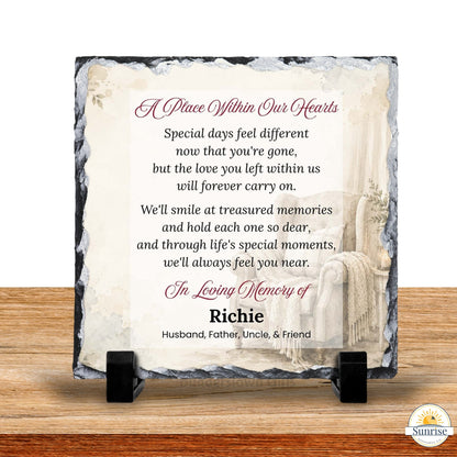 Memorial Plaque – A Place Within Our Hearts Neutral – Personalized Sympathy Gifts by Sunrise Keepsakes