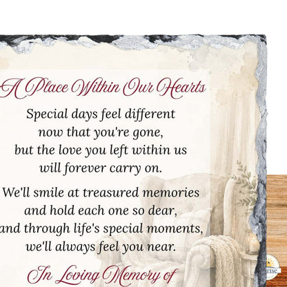 Memorial Plaque – A Place Within Our Hearts Neutral – Personalized Sympathy Gifts by Sunrise Keepsakes