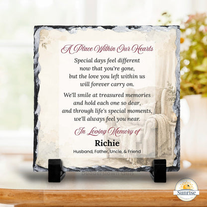 Memorial Plaque – A Place Within Our Hearts Neutral – Personalized Sympathy Gifts by Sunrise Keepsakes