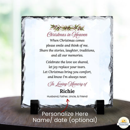 Memorial Plaque – Blue Christmas in Heaven – Personalized Sympathy Gifts by Sunrise Keepsakes