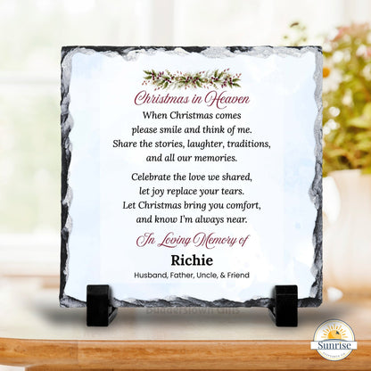 Memorial Plaque – Blue Christmas in Heaven – Personalized Sympathy Gifts by Sunrise Keepsakes