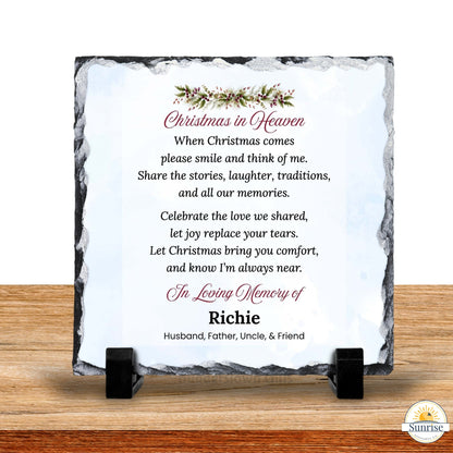 Memorial Plaque – Blue Christmas in Heaven – Personalized Sympathy Gifts by Sunrise Keepsakes
