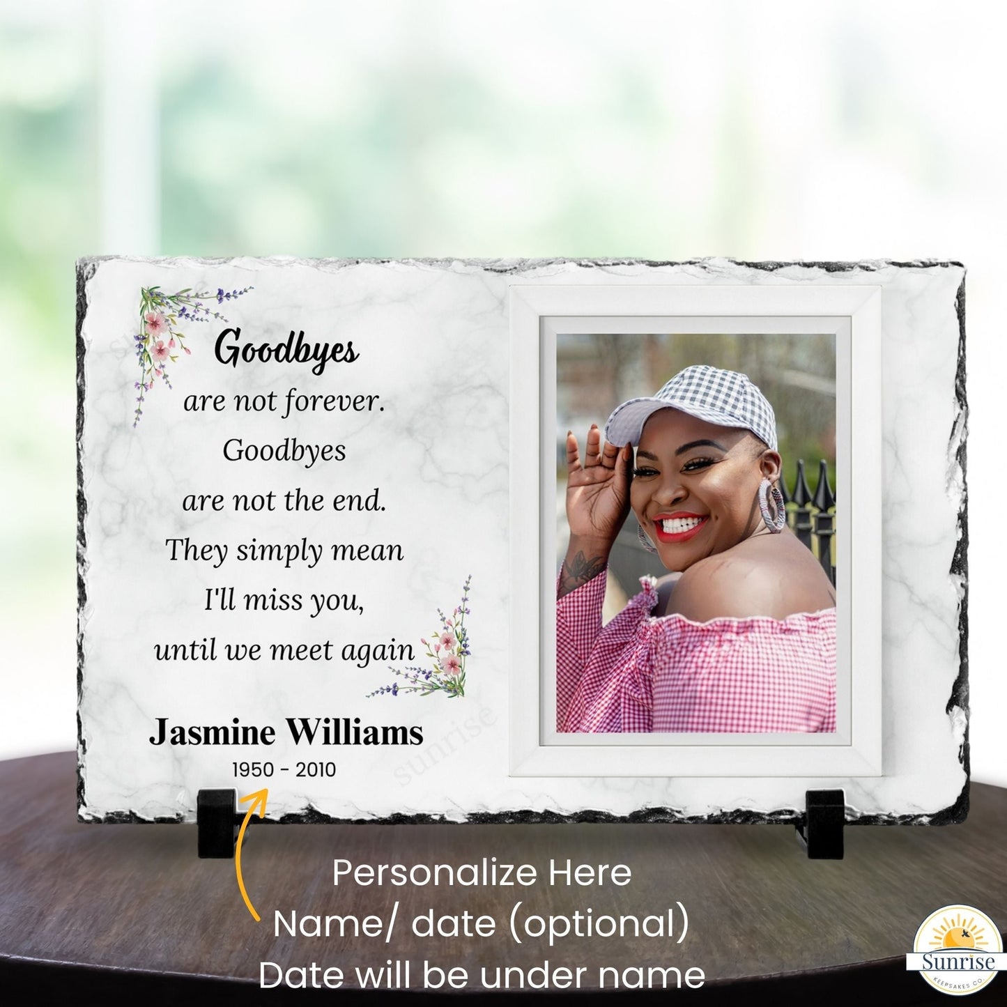 Memorial Plaque – Goodbyes Are Not Forever – Remembrance Gift – Personalized Sympathy Gifts by Sunrise Keepsakes