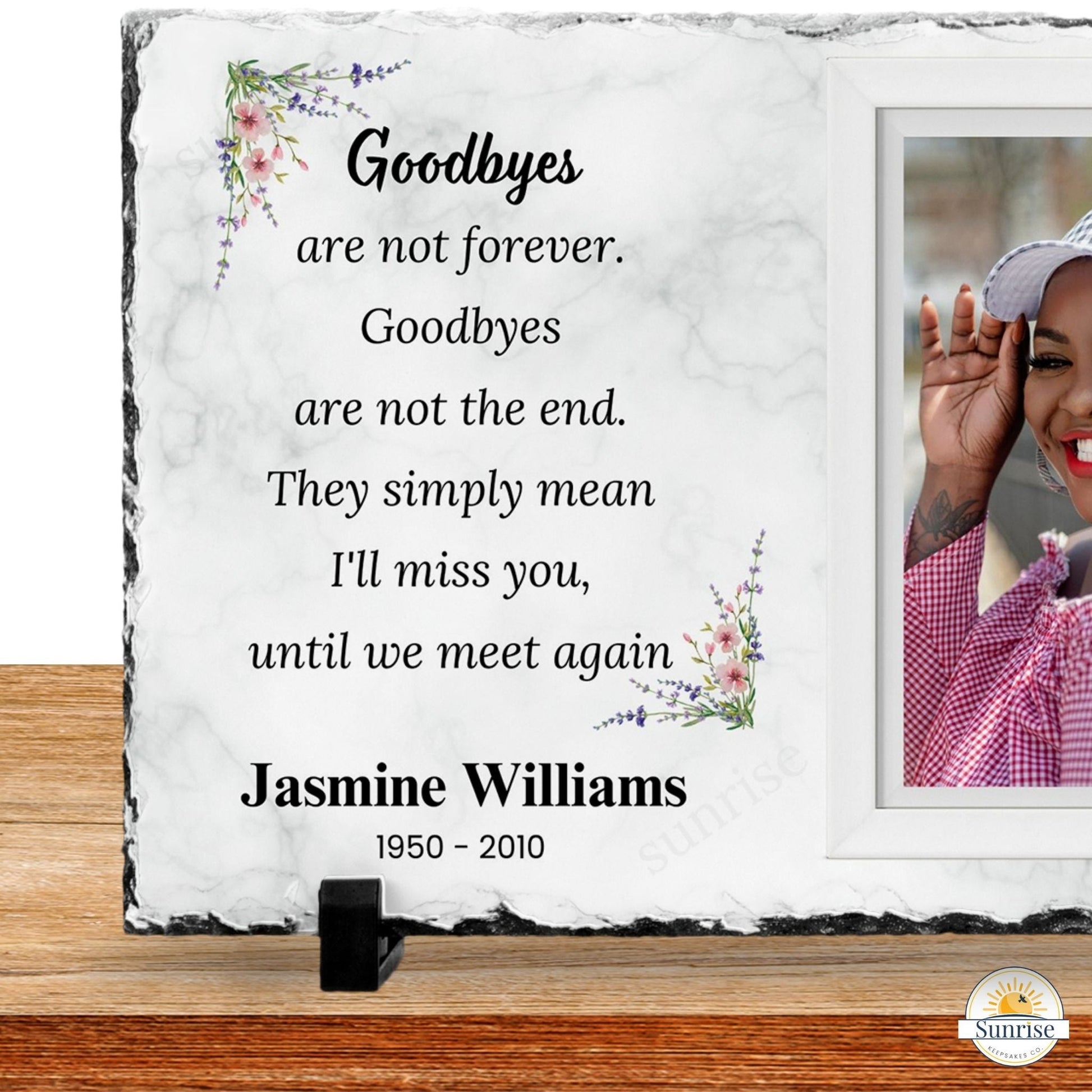 Memorial Plaque – Goodbyes Are Not Forever – Remembrance Gift – Personalized Sympathy Gifts by Sunrise Keepsakes