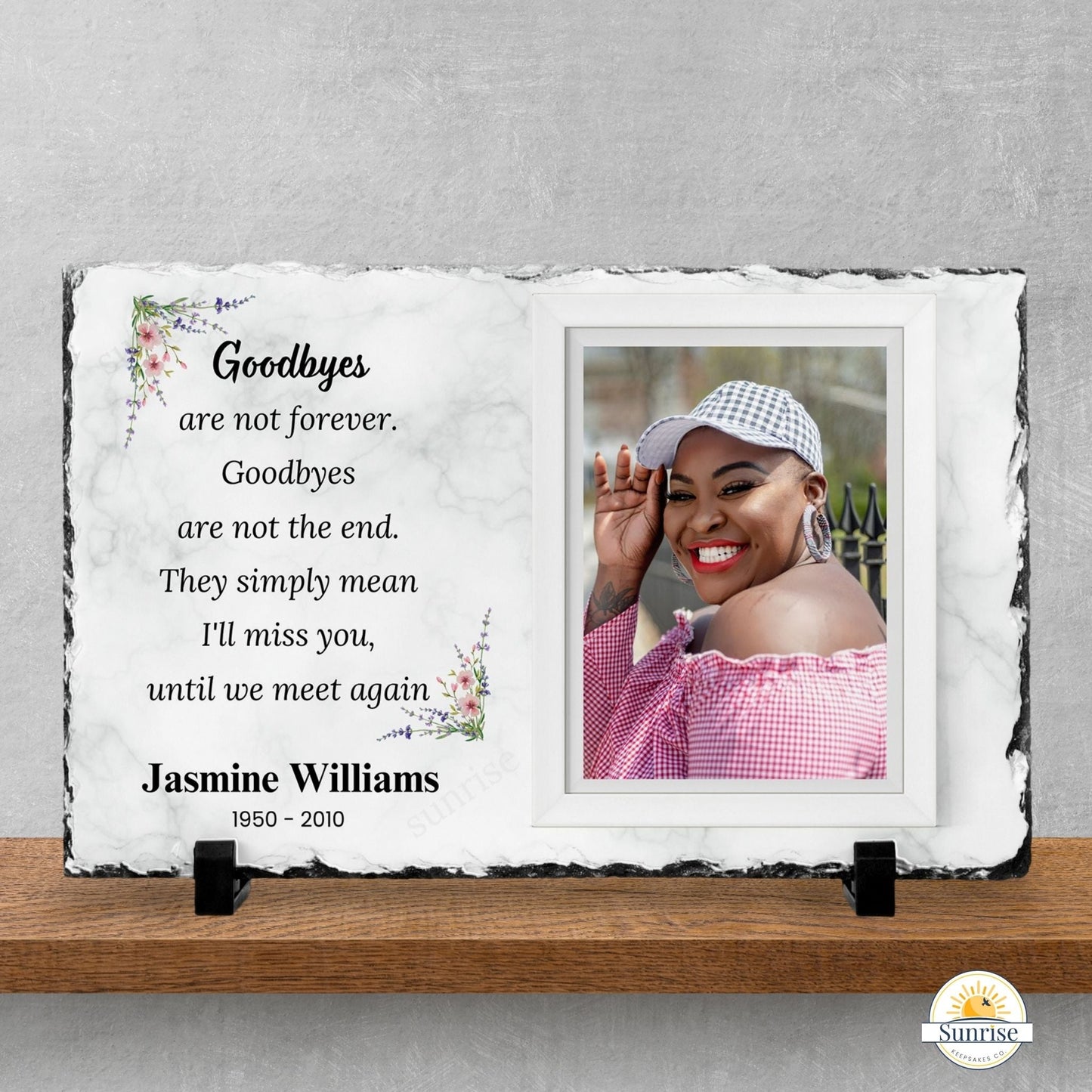 Memorial Plaque – Goodbyes Are Not Forever – Remembrance Gift – Personalized Sympathy Gifts by Sunrise Keepsakes