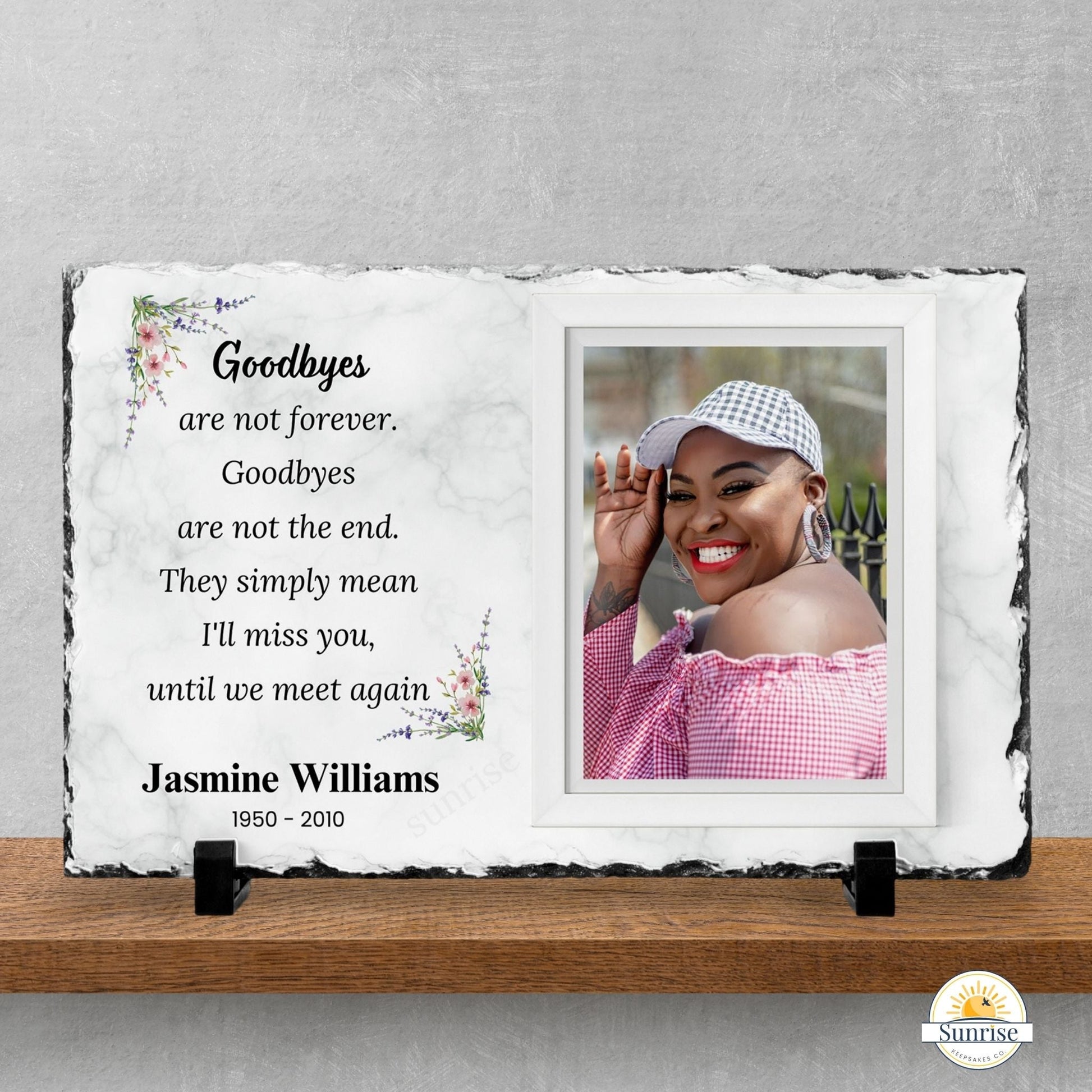 Memorial Plaque – Goodbyes Are Not Forever – Remembrance Gift – Personalized Sympathy Gifts by Sunrise Keepsakes