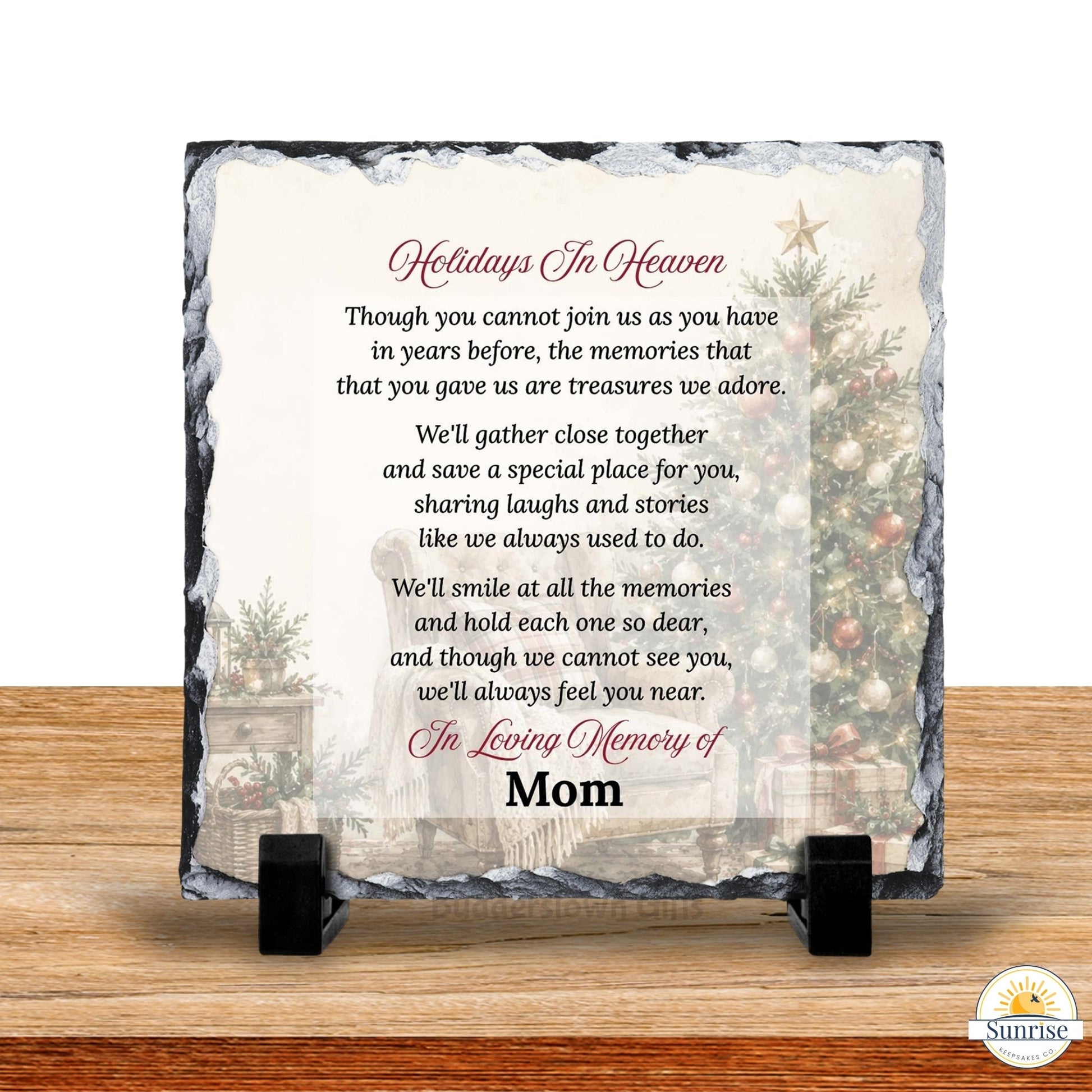 Memorial Plaque – Holidays in Heaven Christmas Tree – Personalized Sympathy Gifts by Sunrise Keepsakes