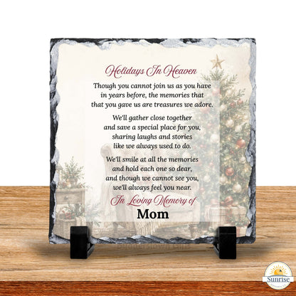 Memorial Plaque – Holidays in Heaven Christmas Tree – Personalized Sympathy Gifts by Sunrise Keepsakes