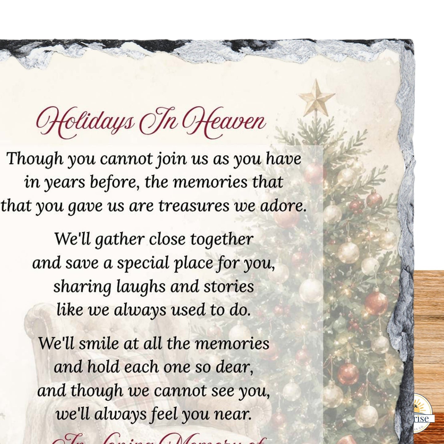 Memorial Plaque – Holidays in Heaven Christmas Tree – Personalized Sympathy Gifts by Sunrise Keepsakes