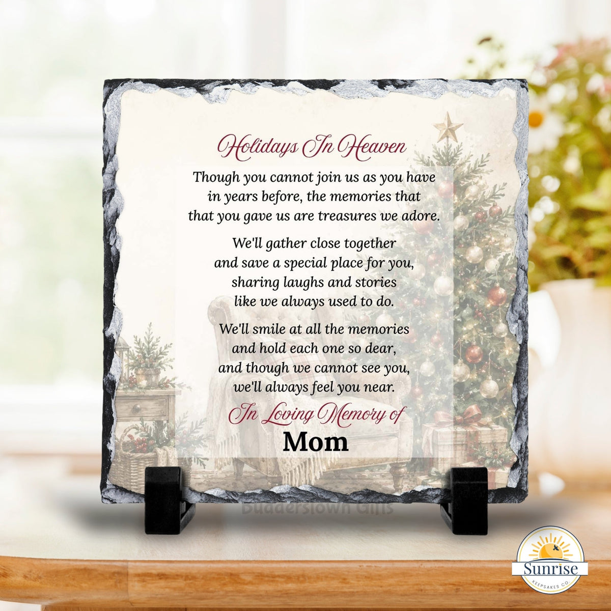 Memorial Plaque – Holidays in Heaven Christmas Tree – Personalized Sympathy Gifts by Sunrise Keepsakes