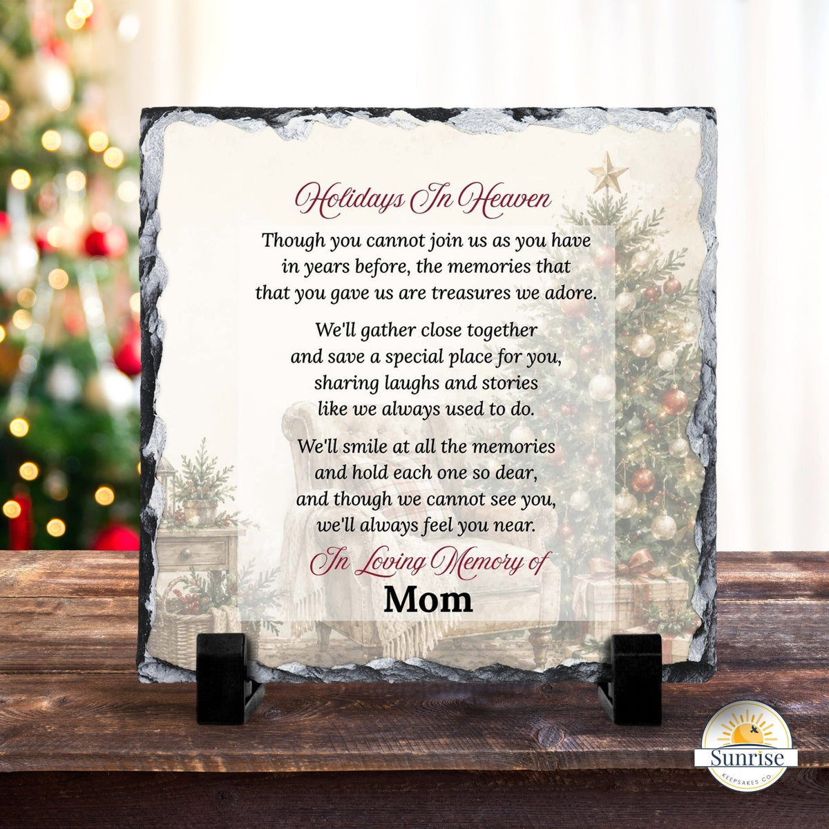 Memorial Plaque – Holidays in Heaven Christmas Tree – Personalized Sympathy Gifts by Sunrise Keepsakes