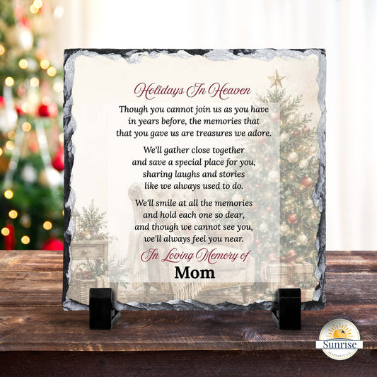 Memorial Plaque – Holidays in Heaven Christmas Tree – Personalized Sympathy Gifts by Sunrise Keepsakes