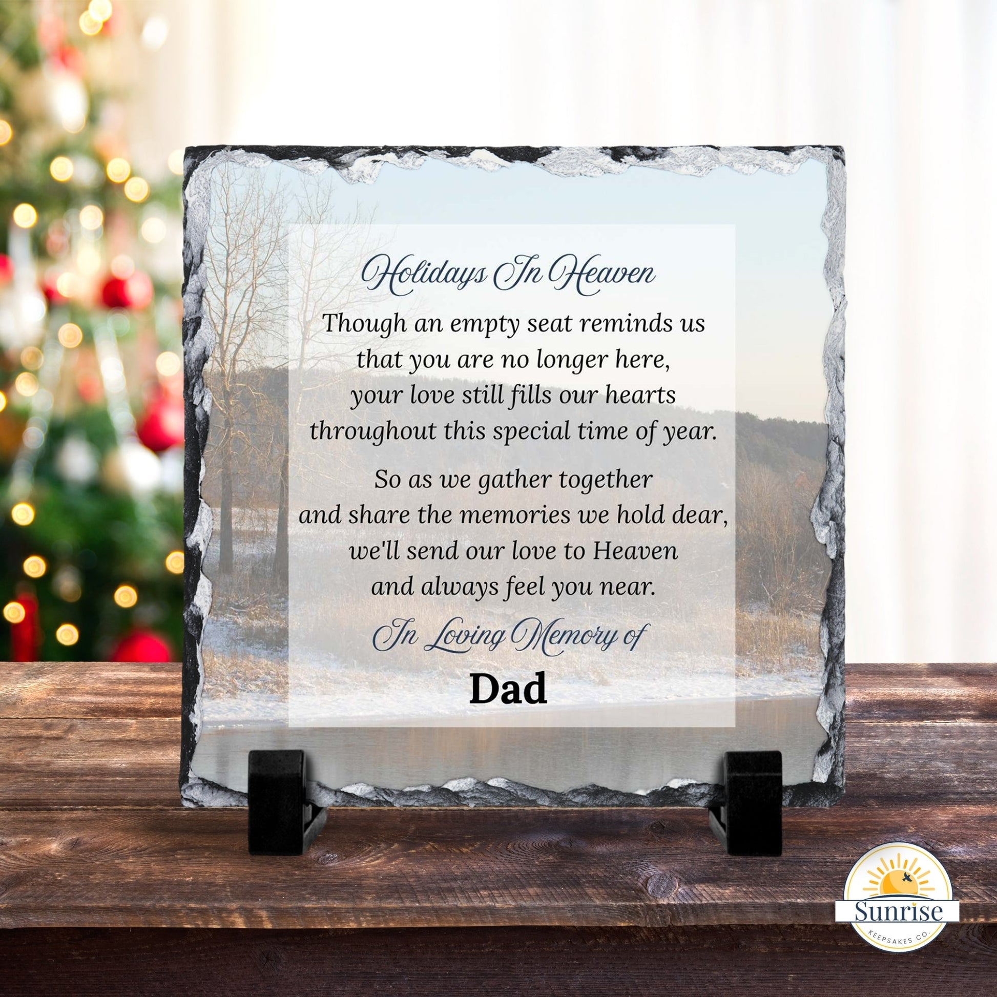 Memorial Plaque – Holidays in Heaven Mountain Lake – Personalized Sympathy Gifts by Sunrise Keepsakes