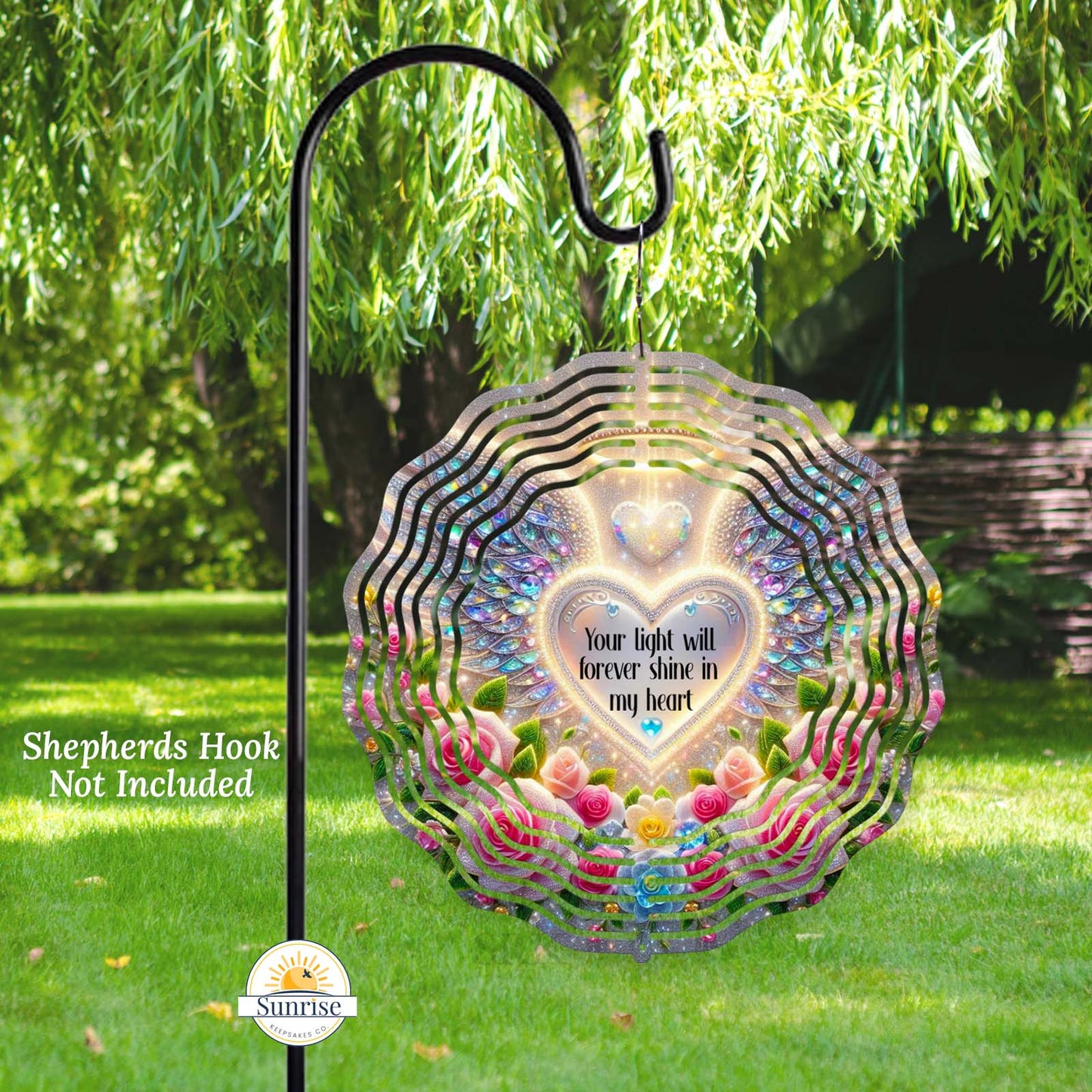 Memorial Wind Spinner – Angel Wings Remembrance Gift – Personalized Wind Spinner by Sunrise Keepsakes