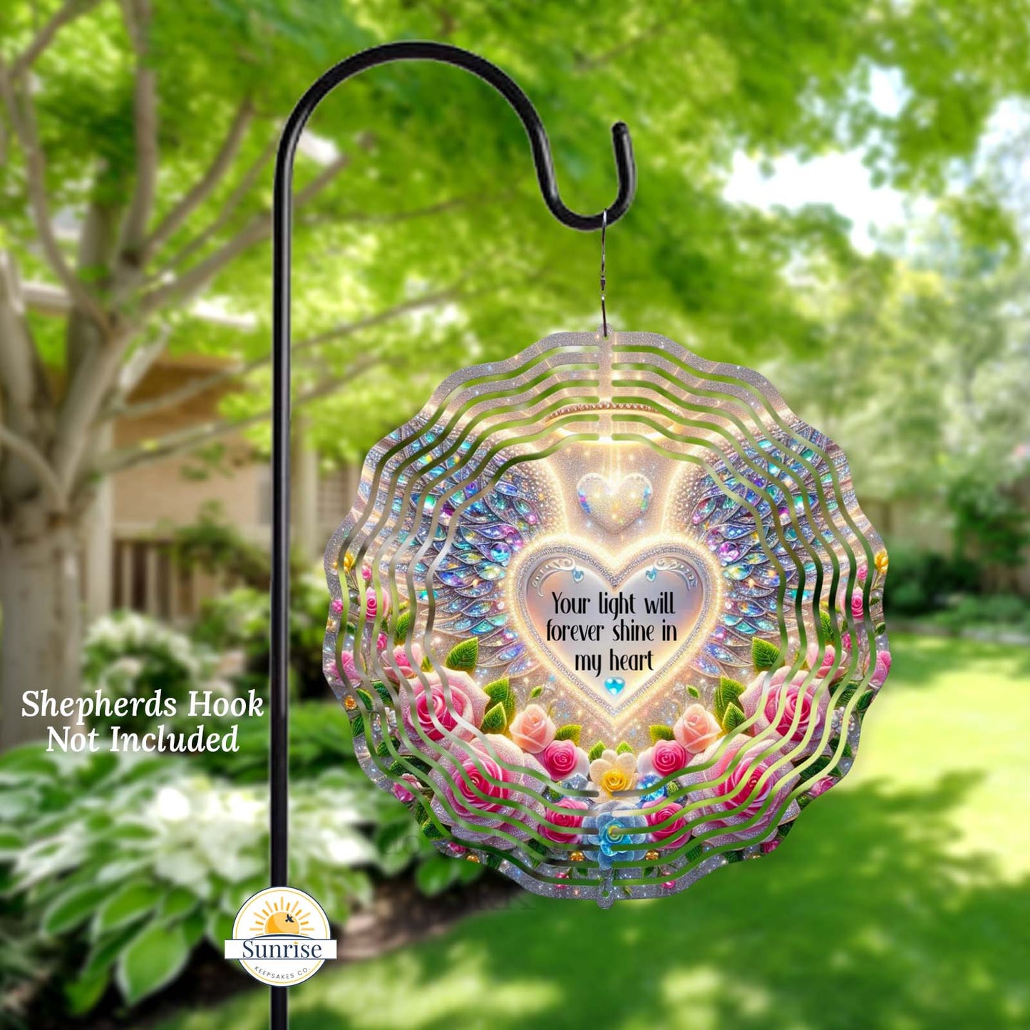 Memorial Wind Spinner – Angel Wings Remembrance Gift – Personalized Wind Spinner by Sunrise Keepsakes