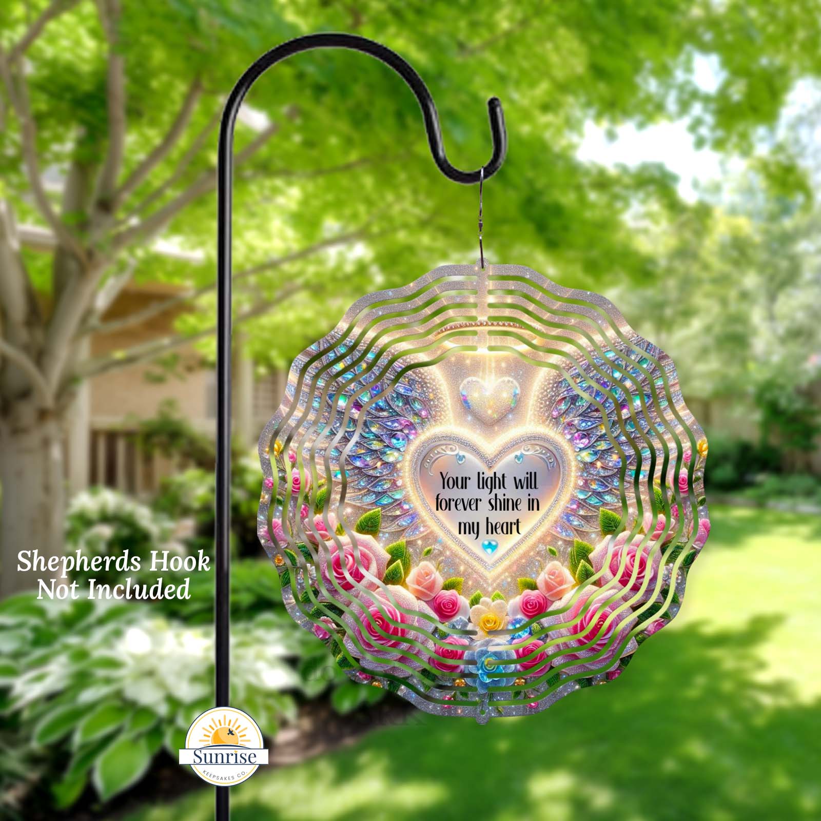 Memorial Wind Spinner – Angel Wings Remembrance Gift – Personalized Wind Spinner by Sunrise Keepsakes