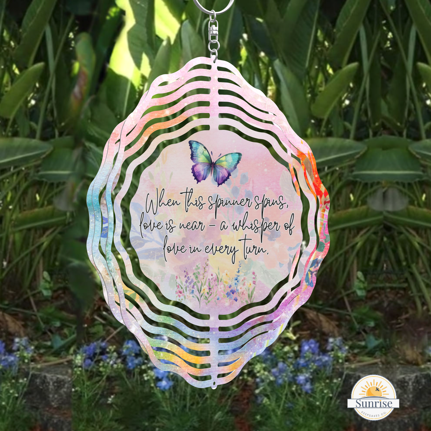 Memorial Wind Spinner – Butterfly - Love Is Near - Sunrise Keepsakes Co.