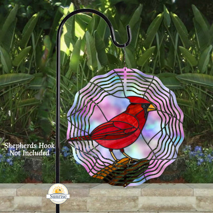 Memorial Wind Spinner – Cardinal Faux Stained Glass Memorial – Personalized Wind Spinner by Sunrise Keepsakes