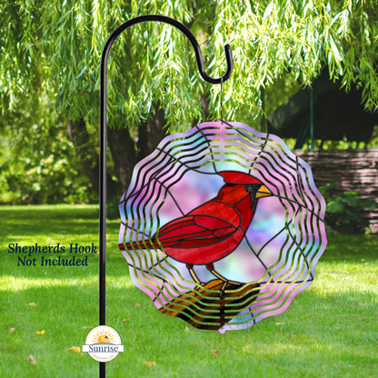 Memorial Wind Spinner – Cardinal Faux Stained Glass Memorial – Personalized Wind Spinner by Sunrise Keepsakes