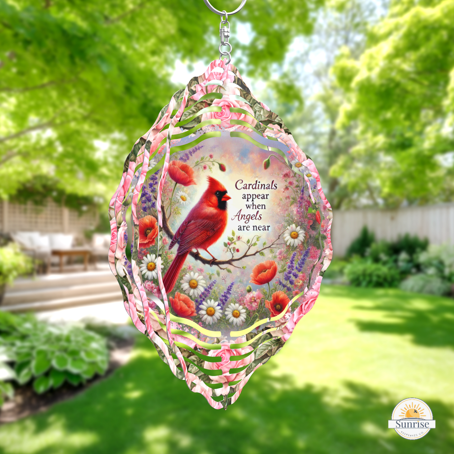 Memorial Wind Spinner - Cardinal - When Angels Are Near – Personalized Wind Spinner by Sunrise Keepsakes
