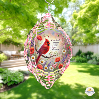 Memorial Wind Spinner - Cardinal - When Angels Are Near – Personalized Wind Spinner by Sunrise Keepsakes