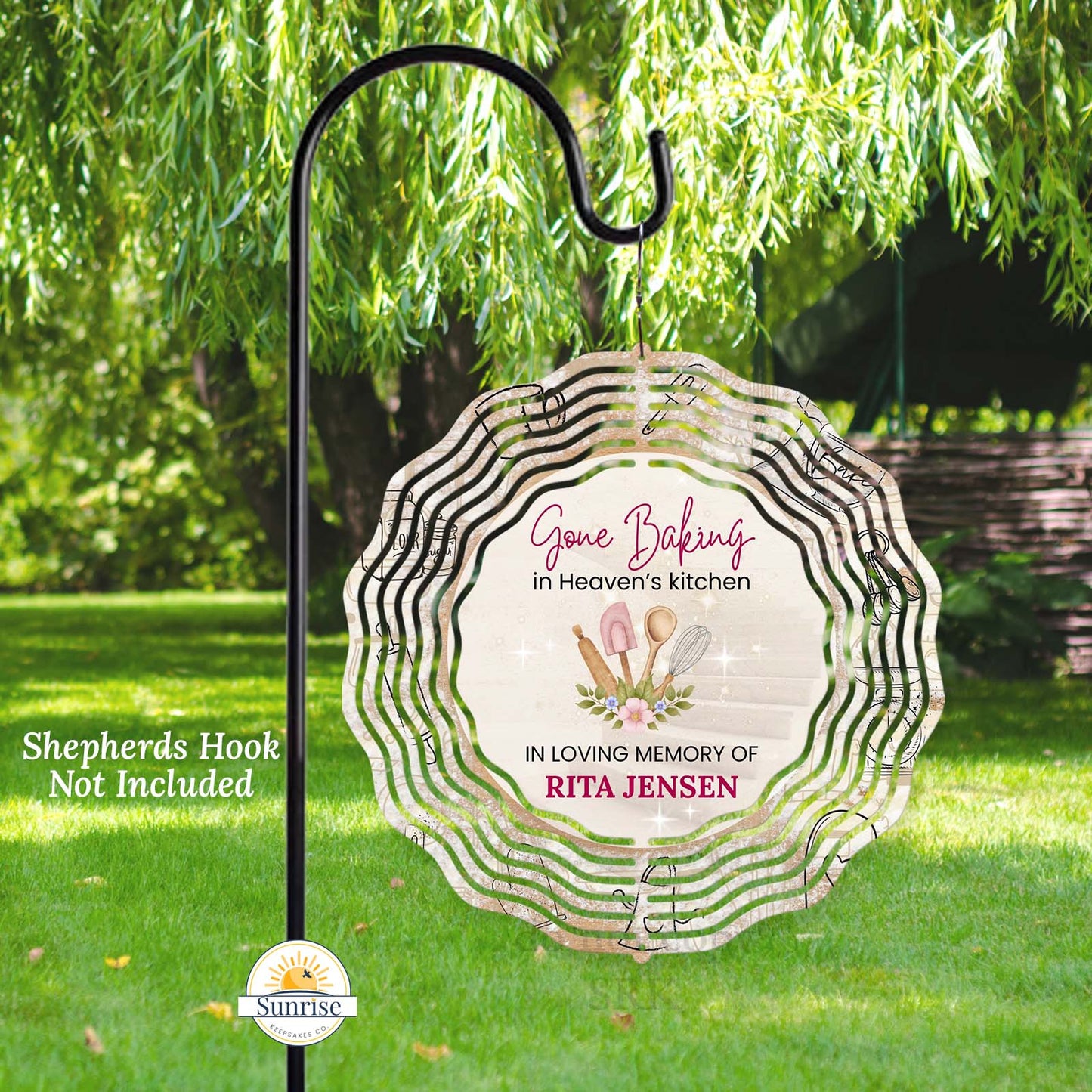 Memorial Wind Spinner – Gone Baking – Personalized Wind Spinner by Sunrise Keepsakes