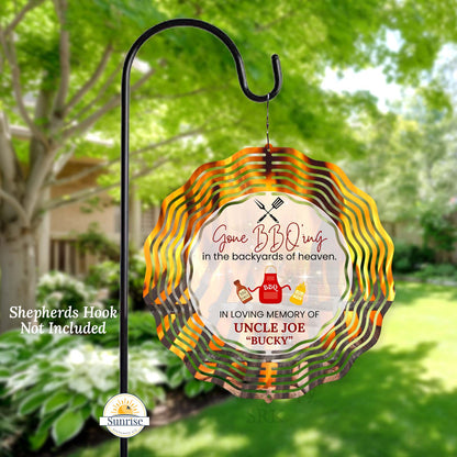 Memorial Wind Spinner – Gone BBQ’ing – Personalized Wind Spinner by Sunrise Keepsakes