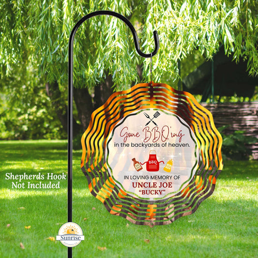 Memorial Wind Spinner – Gone BBQ’ing – Personalized Wind Spinner by Sunrise Keepsakes