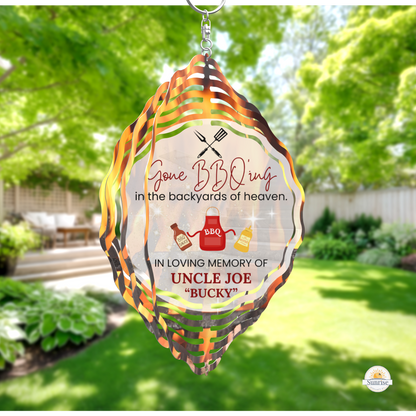 Memorial Wind Spinner – Gone BBQ’ing – Personalized Wind Spinner by Sunrise Keepsakes