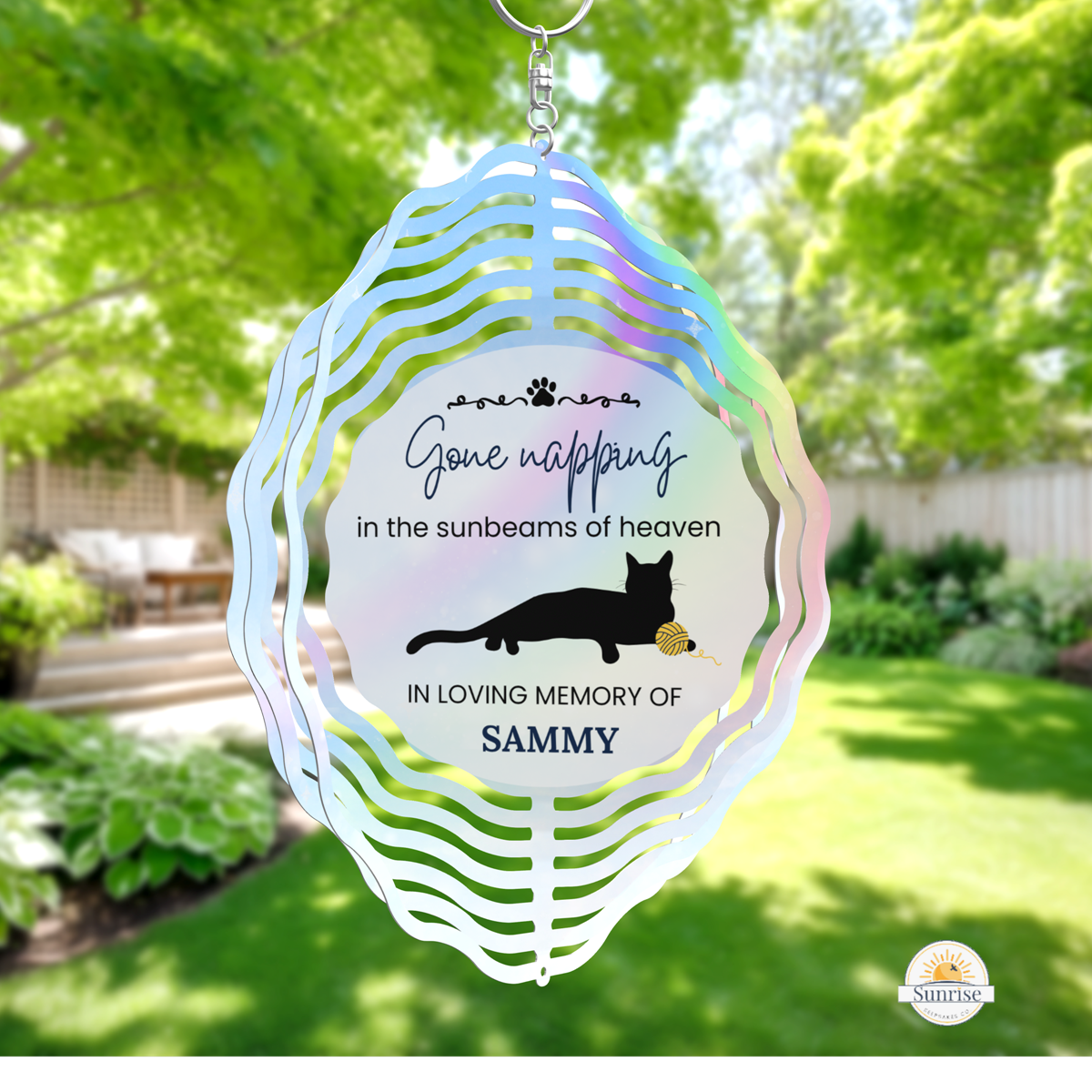 Memorial Wind Spinner – Gone Cat Napping – Personalized Wind Spinner by Sunrise Keepsakes