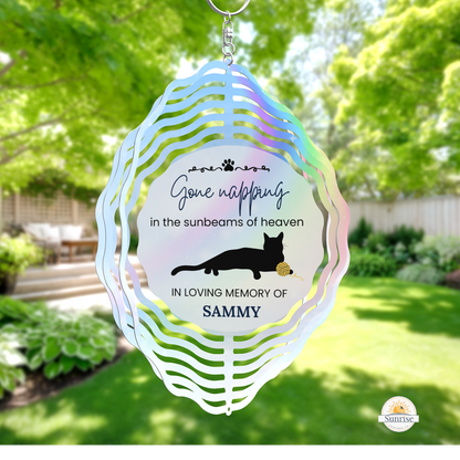Memorial Wind Spinner – Gone Cat Napping – Personalized Wind Spinner by Sunrise Keepsakes