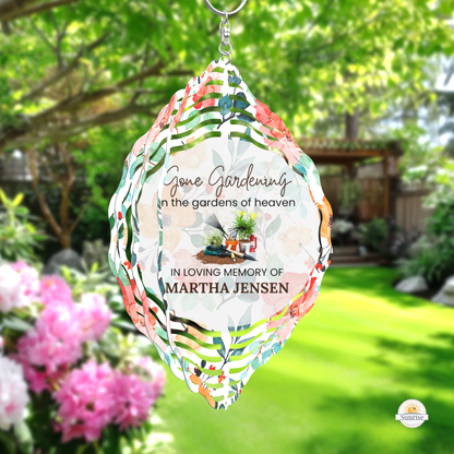 Memorial Wind Spinner – Gone Gardening – Personalized Wind Spinner by Sunrise Keepsakes