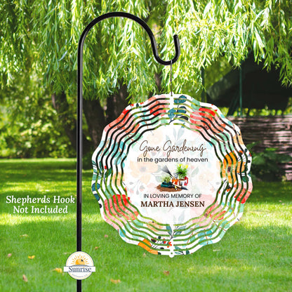 Memorial Wind Spinner – Gone Gardening – Personalized Wind Spinner by Sunrise Keepsakes