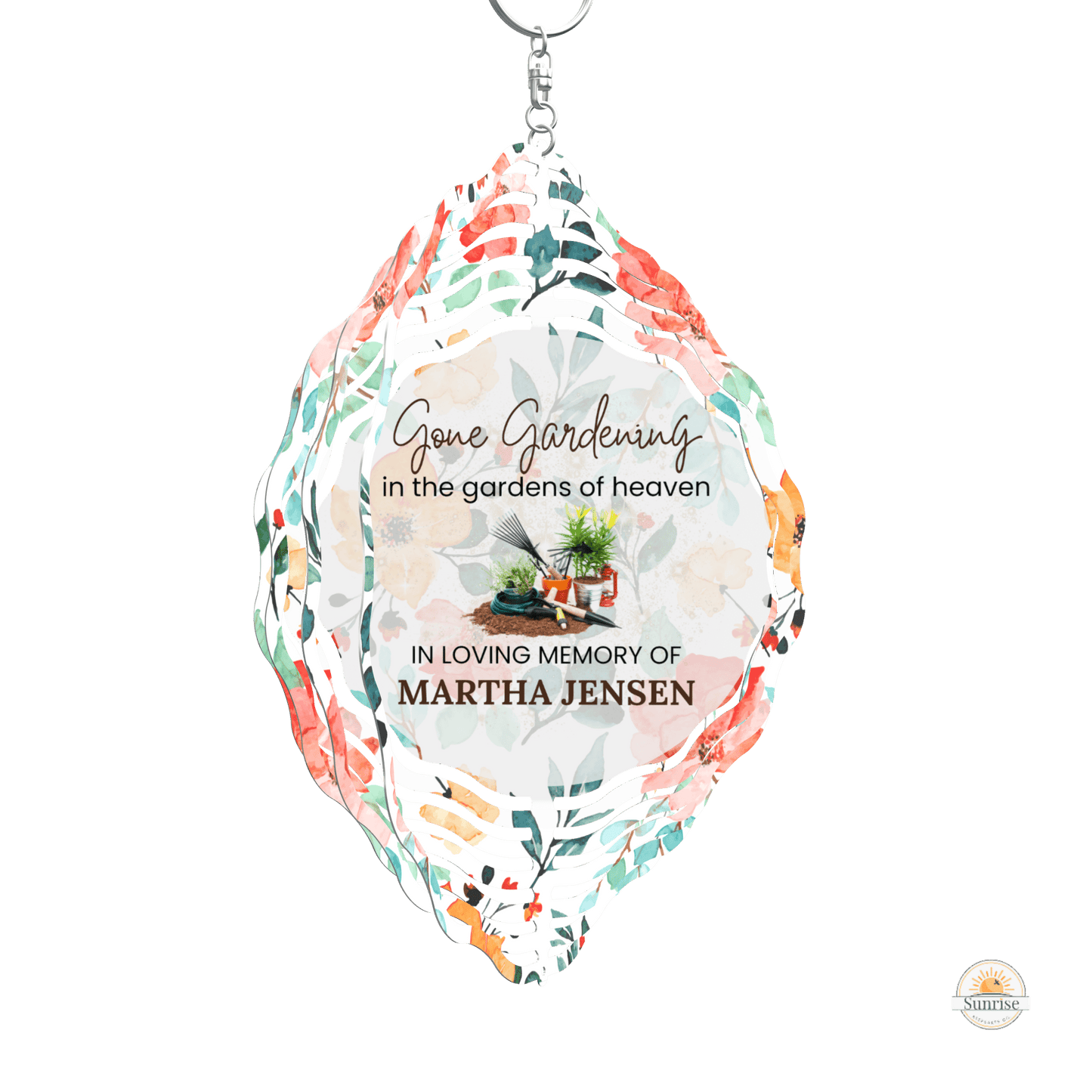 Memorial Wind Spinner – Gone Gardening – Personalized Wind Spinner by Sunrise Keepsakes