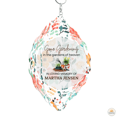 Memorial Wind Spinner – Gone Gardening – Personalized Wind Spinner by Sunrise Keepsakes