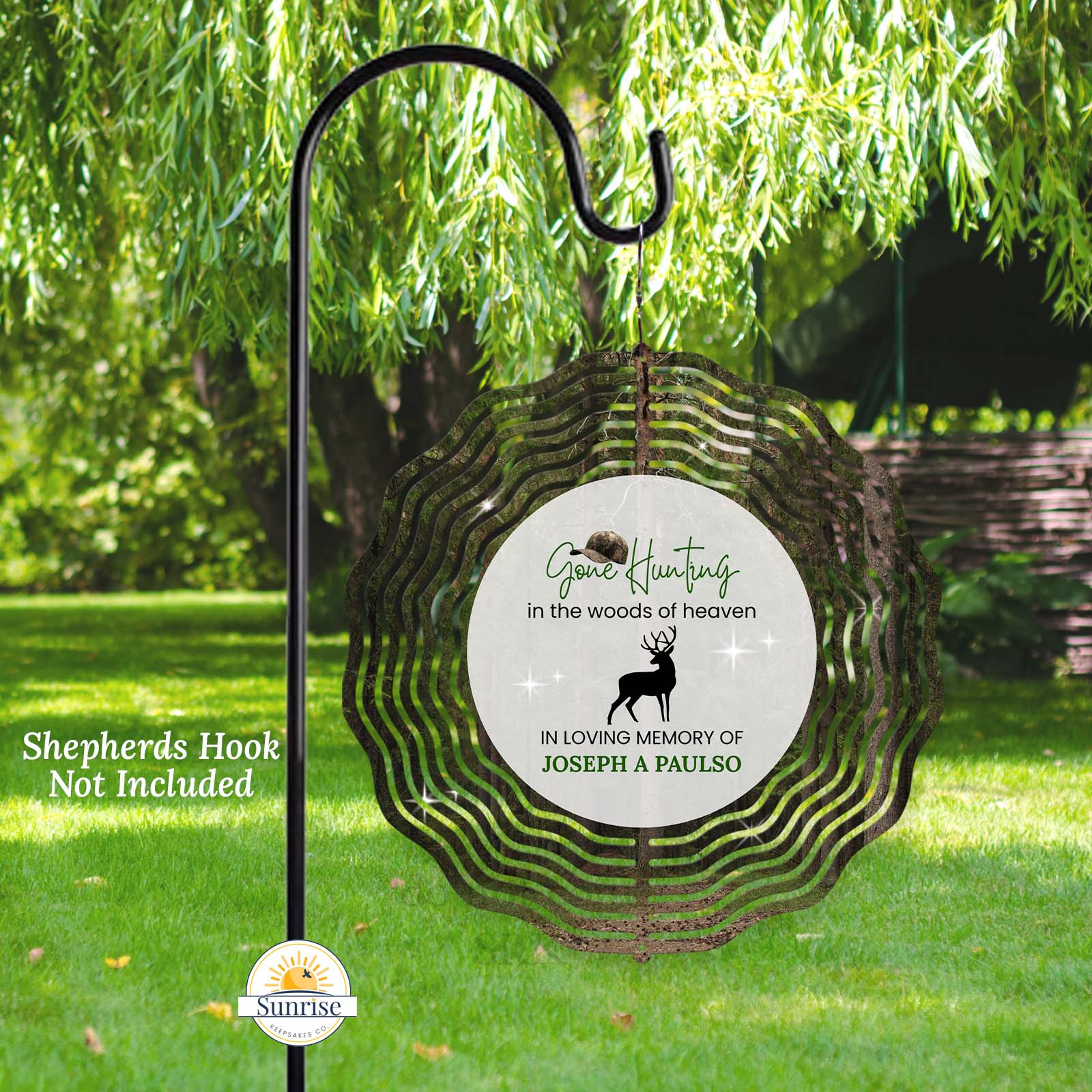 Memorial Wind Spinner – Gone Hunting – Personalized Wind Spinner by Sunrise Keepsakes