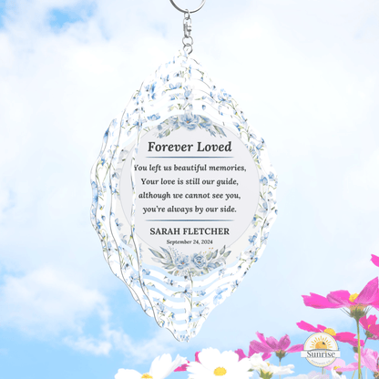 Memorial Wind Spinner - Garden Décor with Blue Flowers – Personalized Wind Spinner by Sunrise Keepsakes
