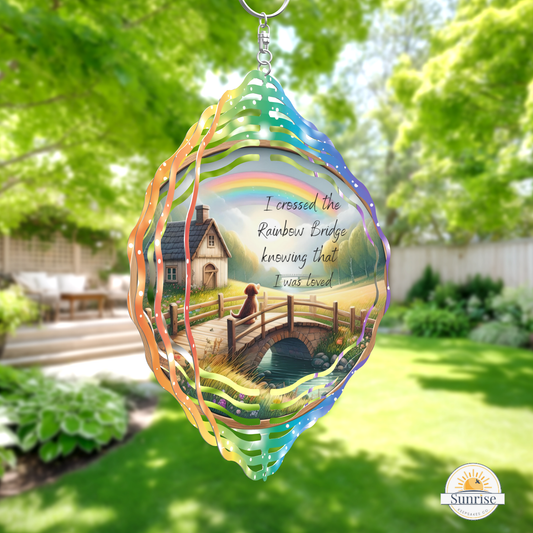 Memorial Wind Spinner – Rainbow Bridge Dog Memorial – Personalized Wind Spinner by Sunrise Keepsakes