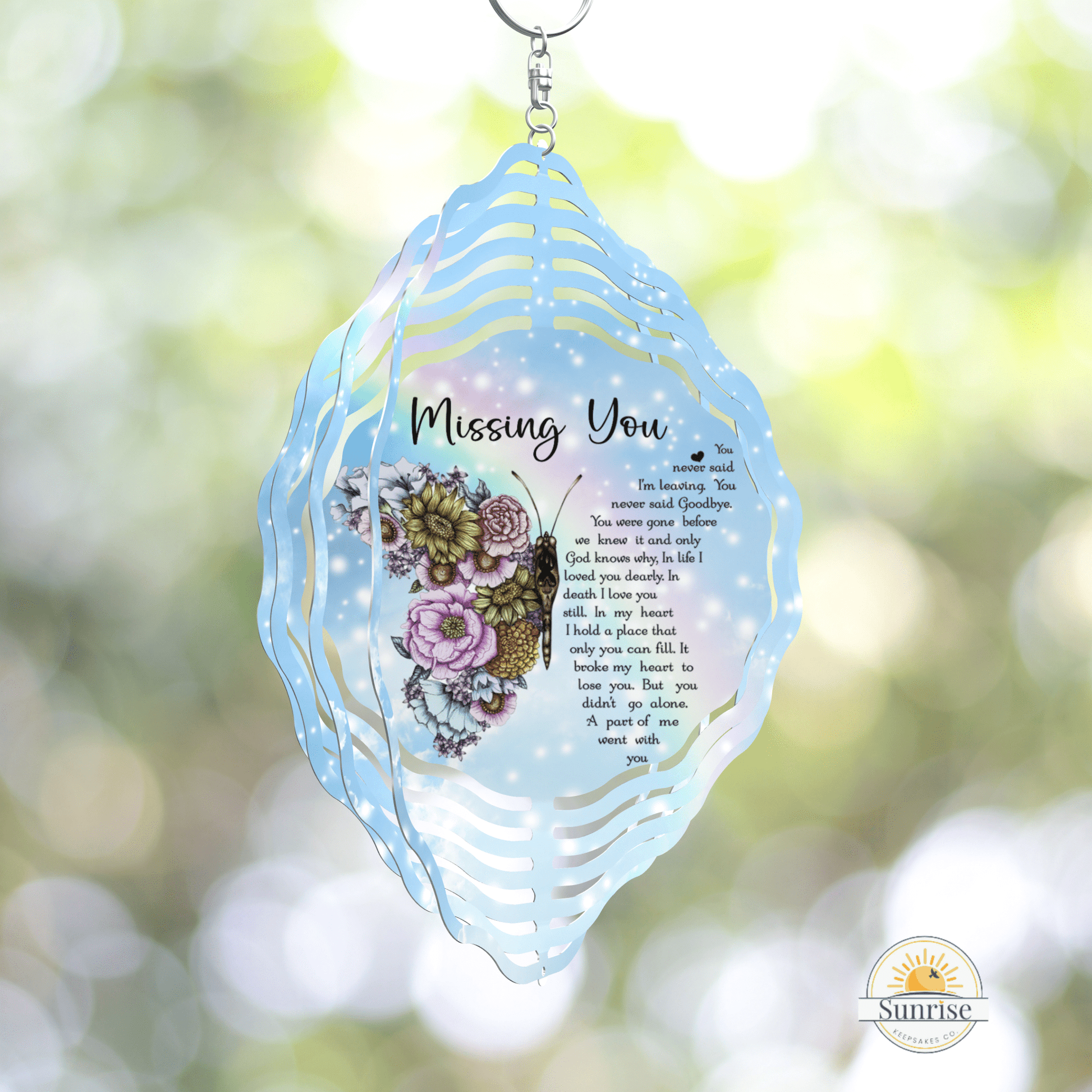 Missing You Butterfly Wind Spinner | Memorial & Sympathy Gift – Personalized Wind Spinner by Sunrise Keepsakes