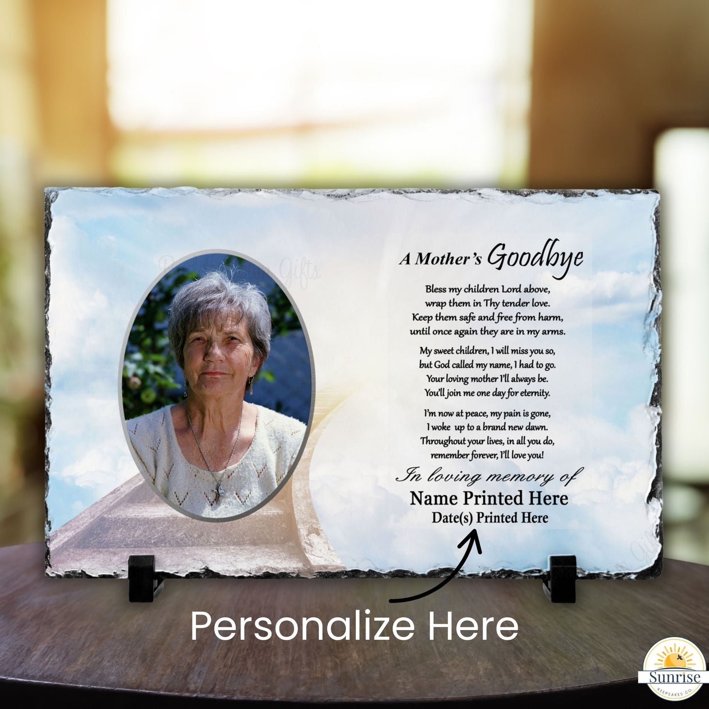 Mother Memorial Photo Plaque – A Mother’s Goodbye – Personalized Sympathy Gifts by Sunrise Keepsakes