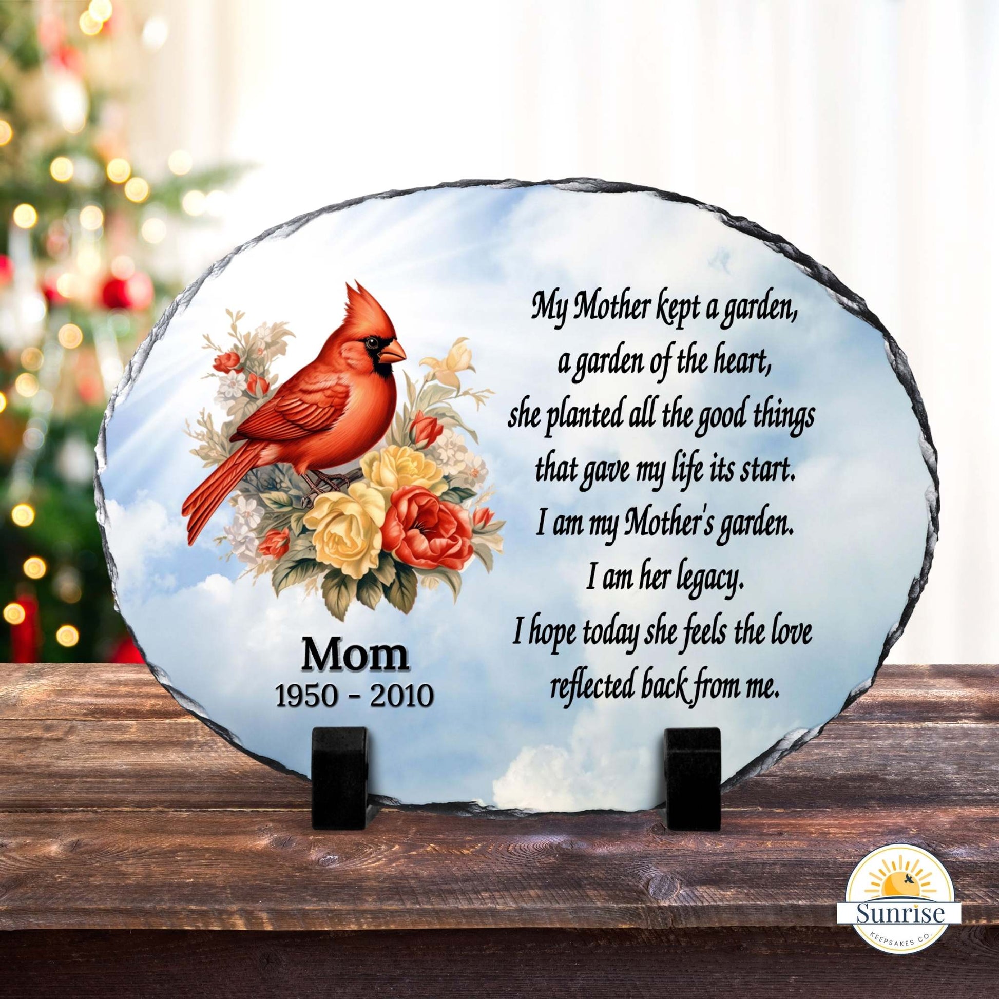 Mother Memorial Stone – My Mother Kept a Garden Cardinal – Personalized Sympathy Gifts by Sunrise Keepsakes