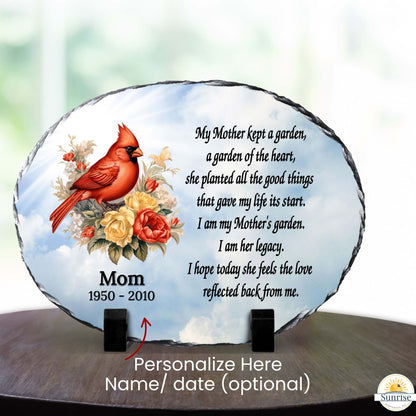 Mother Memorial Stone – My Mother Kept a Garden Cardinal – Personalized Sympathy Gifts by Sunrise Keepsakes