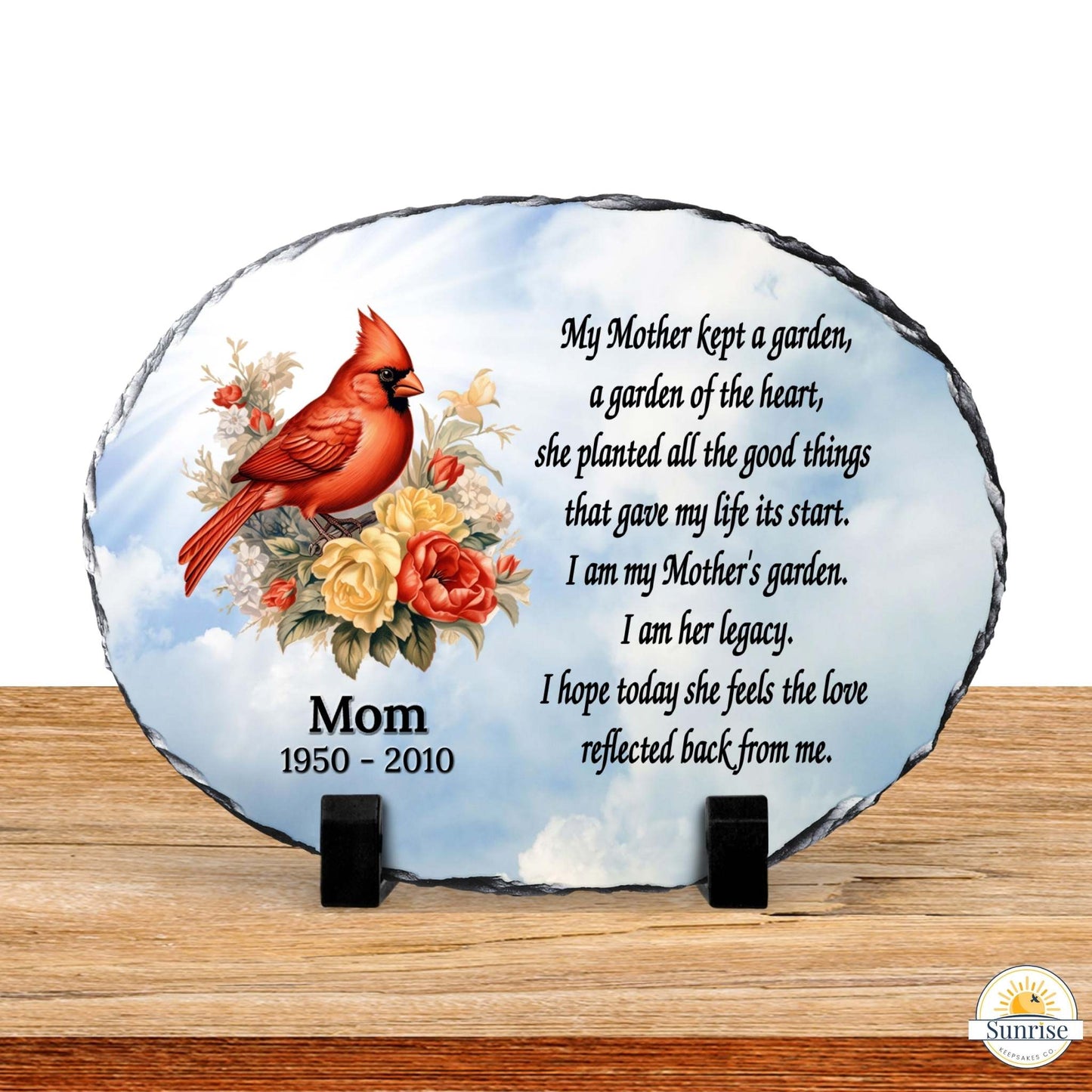 Mother Memorial Stone – My Mother Kept a Garden Cardinal – Personalized Sympathy Gifts by Sunrise Keepsakes
