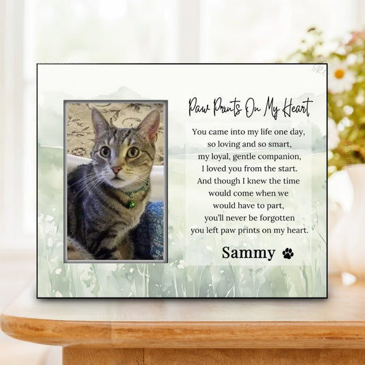 Paw Prints On My Heart - Pet Loss Memorial Frame – Personalized pet memorial by Sunrise Keepsakes