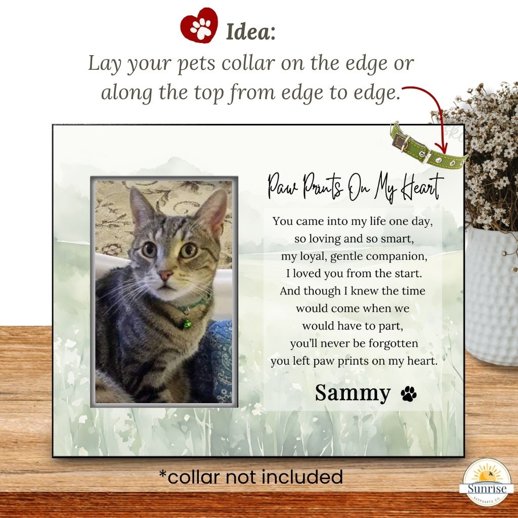 Paw Prints On My Heart - Pet Loss Memorial Frame – Personalized pet memorial by Sunrise Keepsakes