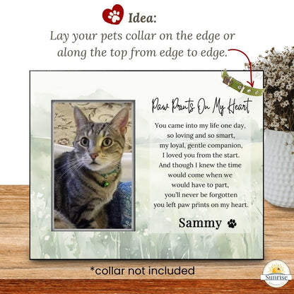 Paw Prints On My Heart - Pet Loss Memorial Frame – Personalized pet memorial by Sunrise Keepsakes
